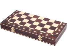 Sunrise Chess &amp; Games Senator New Line elegantiški šachmatai, juodas klasikinis dizainas, medinės figūros, 42 cm