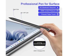 Surface Pen rašiklis, skirtas Microsoft Surface, Surface Pro 11 rašiklis, skirtas Surface Pro 11/10/9/8/x/7/7 plus/6/5/4/3, Surface Book/laptop/go/studio, greitas įkrovimas, 4096 jautrumo lygių