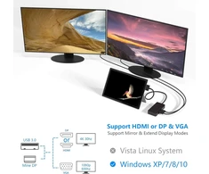 Surface Pro doko stotis, skirta Surface Pro 6 / Pro 5 / Pro 4, Usb šakotuvas su gigabitiniu eternetu, 4k Hdmi Vga Dp Ekranas Port, 3 x Usb 3.0, garso išvestis, Usb C prievadas, Sd/tf kortelių skaitytuvas