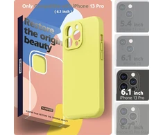 Surphy silikoninis dėklas, suderinamas su iphone 13 pro, iphone 13 pro dėklas, silikoninis telefono dėklas, kameros apsauga, skirtas iphone 13 pro, apsauginis dėklas, 15,5 cm / 6,1 colio 2021, geltonas