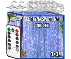 Šviesos užuolaida 300 led šalta balta 3x3m usb Kalėdinė eglutės girlianda su nuotoliniu valdymu
