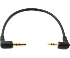 System-s audio kabelis, 15 cm, 2,5 mm jack kištukas į 3,5 mm kištuką, kampinis aux adapteris, juodas