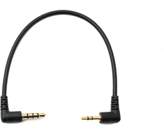 System-s audio kabelis, 15 cm, 2,5 mm jack kištukas į 3,5 mm kištuką, kampinis aux adapteris, juodas