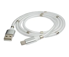 System-s savaime susitraukiantis Usb 3.1 kabelis 1m Type C Male į 2.0 Type A Male, baltas