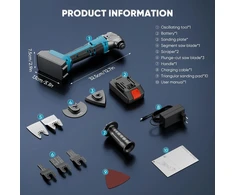 Tanniws profesionalus osciliuojantis daugiafunkcinis įrankis 1500 Mah osciliuojantys įrankiai 6 kintami greičiai 6000 20000 Opm kampinis osciliatorius 4° daugiafunkcinis osciliuojantis įrankis su Led lempute