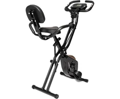 Techfit Sulankstomas treniruoklis dviratis su 8 pasipriešinimo lygiais ir 4kg smagračio mase - Lcd ekranas, pulso jutikliai, atlošas, vietą taupantis, treniruoklis dviratis su treniruočių juostomis namams, 120 kg apkrovos talpa