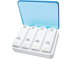 Techken Wii baterijų įkroviklio rinkinys, Wii nuotolinio valdymo pultelis, įkrovimo stotelė, dokas, Wii įkroviklis su 4 x 2800 Mah įkraunamomis baterijomis (baterijų įkroviklis)