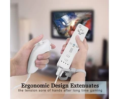 Techken Wii valdiklis su Nunchuck - nuotolinio valdymo pultas ir pakaitinis valdiklis, skirtas Wii (be Motion Plus) - juodas + baltas