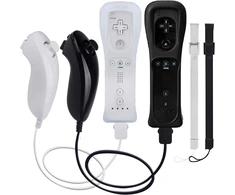 Techken Wii valdiklis su Nunchuck - nuotolinio valdymo pultas ir pakaitinis valdiklis, skirtas Wii (be Motion Plus) - juodas + baltas