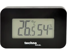 Technoline Ws 7009 automobilinis termometras su apšvietimu, skirtas naudoti patalpose, juodas, temperatūros ekranas, drėgmės ekranas, 52 x 14 x 32 mm