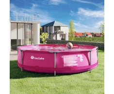 Tectake sodo baseinas su rėmu, rožinis, su filtro siurbliu, 300 cm, didelis, plieno