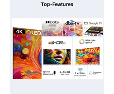 Televizorius Chiq 43 colių qled 4k smart tv, google home, netflix, prime video, wi-fi, bluetooth 5.0, dolby audio, google assistant, chromecast, triple imtuvas, 2024