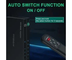 Televizorius Hdmi 2.0 jungiklis 4k 60hz, 4 įėjimai, 1 išėjimas, su Ir pulteliu