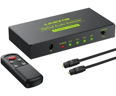Televizorius Linkfor Spdif Toslink perjungiklis 3 įėjimai 1 išėjimas skaitmeninis optinis audio perjungiklis su Ir nuotolinio valdymo pulteliu palaiko Pcm2.0 Dts Dolby-ac3 skirtas Tv, Ps3, Ps4, Blu-ray grotuvui, kabelinei televizijai, Hdtv