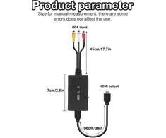 Televizorius Rca į Hdmi konverterio kabelis: Nizirioo Av į Hdmi vaizdo garso konverterio adapteris, 1080p Composite Cvbs Av į Hdmi konverteris, Pal/ntsc suderinamas su Psone/ps2/ps3/stb/XBOX/vhs/vcr/mėlynas-ray Dvd
