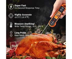 Thermopro Tp19h mėsos termometras grilio termometras skaitmeninis termometras kepimo termometras su ilgu zondu ir lcd ekranu virtuvės termometras kepsniams, maistui, arbatai, bbq, kepimui, cukrui
