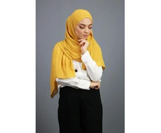 Threading Hijab vientisas krepo šifonas su integruota kepure, universalus dydis (garstyčių geltona), garstyčių geltonumo