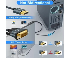 Thzzhnno Displayport į Dvi kabelis, 5 m, Dp į Dvi-d paauksuotas, pintas nailoninis adapteris iš tėčio į tėtį, suderinamas su kompiuteriu, stacionariu kompiuteriu, nešiojamuoju kompiuteriu, Pc, monitoriumi, projektoriumi