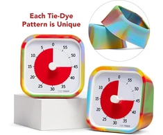 Time timer nuimamas dangtelis, specialaus leidimo, suderinamas su mod visual laikmačiu, skirtas mokymuisi klasėje, biuro laikrodis, mokymosi namuose įrankis ir biuro susitikimams (tie dye) ttmc2-tydy-w 9 x 5 x 9 cm