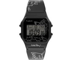Timex vyriškas skaitmeninis laikrodis T80 x Keith Haring, juodas, apyrankė