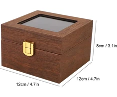 Tissting medinė laikrodžių dėžutė, 2 skyriai, 12 x 12 x 9 cm, maža kvadratinė kelioninė laikrodžių dėžutė su užraktu, minimalistinė prabangi laikrodžių dėžutė, laikrodžių ekspozicinė dėžutė, dovana vyrams ir moterims (Ekspozicinė prekė)