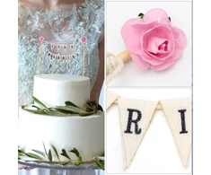 Tnsland torto viršūnė vestuvėms "just Married" girlianda vintažinė vestuvinio torto dekoracija torto viršūnė vestuvėms mini vėliavėlės "just Married" ženklas torto dekoracija vestuvinio torto viršūnė (su rožine rože) 1 vnt.