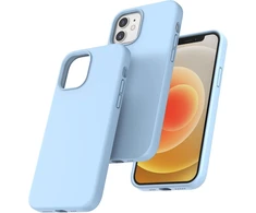 Tocol 3 in 1 dėklas, skirtas iphone 12, iphone 12 pro, su 2 apsauginėmis plėvelėmis + 2 kameros objektyvo apsaugomis, atsparus smūgiams, įbrėžimams silikoninis dėklas, apsauga nuo kritimo, šviesiai mėlynas