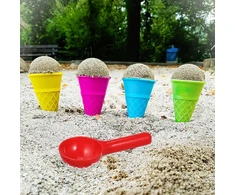 Toddmomy 6 dalių plastikinis paplūdimio žaislas su ledų vafliais smėlio formelės žaislas smėlio dėžės ledo formelė vaikams smėlio formelių rinkinys paplūdimiui lauke