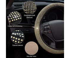 Toeecy kristalinis vairo užvalkalas, dydis 36–39 cm, universalus automobilio vairo užvalkalas, neslystantis vairo užvalkalas su kalnų krištolu, automobilio interjero vairo aksesuarai