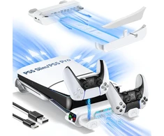 Tokluck horizontalus ps5 slim/pro laikiklis su aušintuvu, skirtas disc &amp; digital, ps5 horizontalus stovas su ps5 įkrovimo stotele, ps5 horizontalus stovas, skirtas ps5 slim &amp; pro konsolei (netinka ps5 2020)