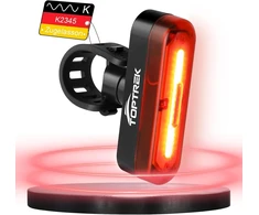 Toptrek galinis dviračio žibintas, matomumo atstumas 200 metrų, galinis dviračio led žibintas, stvzo patvirtintas galinis dviračio žibintas, įkraunamas usb-c akumuliatorius, ipx5 atsparus vandeniui, skirtas plento dviračiui, mtb