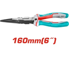 Total replės plokščiomis nasrais | 160 mm | idealiai tinka elektrikams | patikimas smulkių detalių suėmimas | skirtos preciziniam darbui | pagamintos iš chromo vanadžio | dviejų medžiagų rankena