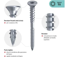 Tox tarpinės varžtai su galvute 6.0 x 80 mm, cinkuoto plieno tarpinis varžtas, milimetro tikslumo medinių konstrukcijų išlyginimas, tx30, 100 vnt. pakuotė, įskaitant 1x antgalį, 114140416080