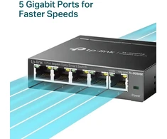 Tp-link tl-sg605e 5 prievadų gigabitinis lengvai valdomas tinklo jungiklis (plug and play, metalinis korpusas, qos, igmp snooping, vlan, centralizuotas valdymas, energiją taupantis)