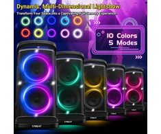 Kompiuterio kolonėlės Tpbeat didelis bluetooth garsiakalbis, party box, 160 w galingas, garsus garsas, gilūs žemi dažniai, music box didelis bluetooth su led šviesų šou, greitas įkrovimas, 15 valandų baterija, tf, aux, eq, vakarėliui, kiemui1