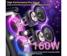 Kompiuterio kolonėlės Tpbeat didelis bluetooth garsiakalbis, party box, 160 w galingas, garsus garsas, gilūs žemi dažniai, music box didelis bluetooth su led šviesų šou, greitas įkrovimas, 15 valandų baterija, tf, aux, eq, vakarėliui, kiemui1