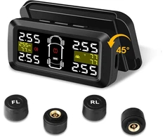Tpms padangų slėgio stebėjimo sistema 【2/4 ratų režimai】 0,01 bar didelio tikslumo saulės energija įkraunama padangų slėgio stebėjimo sistema su 3,5 colio nuimamu laikikliu ir 4 išoriniais padangų slėgio jutikliais