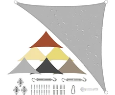 Triangulinė markizė, atspari vandeniui, 2 x 2 x 2,8 m, pagaminta iš pes poliesterio, 95% apsauga nuo uv spindulių, atspari oro sąlygoms, atspari plyšimui, galima įvairių dydžių ir spalvų, su montavimo rinkiniu terasai, sodui