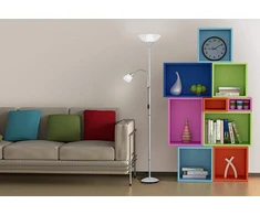 Trio Lighting Reality Leuchten R4393 87 prožektorius su skaitymo lempute 1 x E27 ir 1 x E14 sidabrinis, gaubtai balti