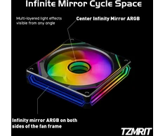 Tzmrit Prism 6 Pro Reverse Flow Rgb ventiliatorius 120 mm, trys begaliniai veidrodžiai šone, 5v 3pin Argb, 4pin Pwm (bk Rf)