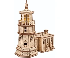 Ugears Split Rock Lighthouse 3d dėlionė - „pasidaryk pats“ miniatiūrinis pastato rinkinys, mediniai modeliai suaugusiems, skirti surinkti patiems, su led naktine lempute - 3d medinės dėlionės suaugusiems - rankdarbių dovanos inžinieriams - 295 dalys