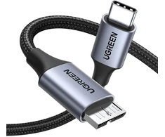 Ugreen 10 Gbps Micro B į Usb C nailoninis Usb Type C 3.1 kabelis išoriniam standžiajam diskui, suderinamas su Usb 3.0 standžiojo disko dėklu (0,5 m)