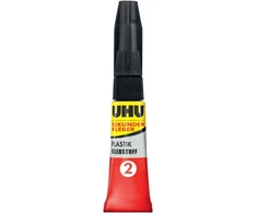 Uhu superklijai lightning fast plastikas, žaibiškai greiti 2 fazių antriniai klijai, skirti klijuoti visus įprastus plastikus, 2 g + 3 ml