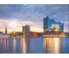 Ulmer Puzzleschmiede dėlionė "elphi" - 2000 detalių dėlionė - Elbphilharmonie Hamburge - koncertų salė ir orientyras prie Elbės Hanzos miesto Hamburgo uoste, Šiaurės Vokietija
