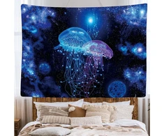 Ulticool - psichodelinis medūzos gamtos gyvūnai - gobelenas - 200 x 150 cm - didelis gobelenas - plakatas - drobės paveikslas - priedai miegamajam svetainei vaikų kambariui