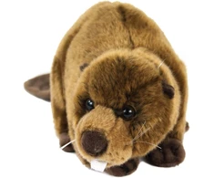 Unding Minkštas flanelinis žaislas 25 cm (40 cm su uodega) gulintis rudas graužikas pliušinis flanelinis graužiko pliušinis žaislas Uni Toys