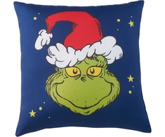 United Labels Grinch pagalvėlė, 30 x 30 cm, mėlyna, sofos pagalvėlė, pliušinė dekoratyvinė pagalvėlė