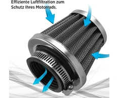 Universali Evermotor universalus dvigubo sluoksnio plieno oro filtras 52 mm 53 mm 54 mm motociklui motoroleriui atv mopedui