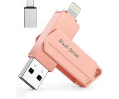 Usb atmintinė, skirta iphone 256 gb mfi sertifikuota 3 viename usb 3.0 lightning išorinė atmintis type c photostick atminties kortelė, skirta iphone/ipad/ios/android/mac/pc - išorinė atmintis (rožinė)