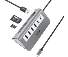 Usb c šakotuvas, 9-in-1 multiport adapterio šakotuvas usb c doko stotis su 4k hdmi, pd 100w, usb-a 3.0, sd ir tf, skirtas mac os/window, dell, hp ir kitiems type c įrenginiams